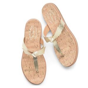 Kork-Ease Blake Metallic Leather Sandal Women’s 7 Light Gold Platino Thongs Cork